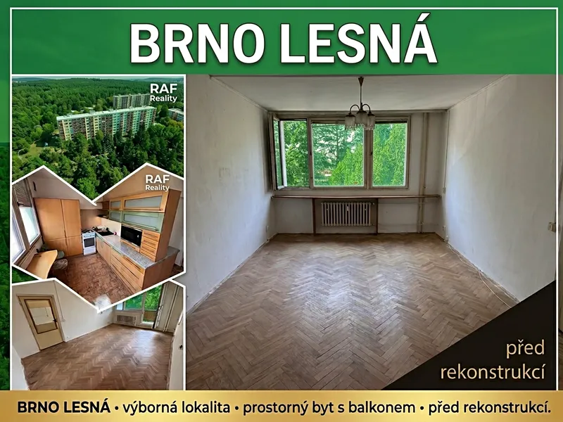 Prodej - byt 2+1 56 m² s balkonem – Brno - Lesná